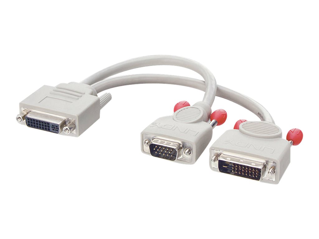 Lindy - DVI-Kabel - Dual Link - DVI-I (W) zu HD-15 (VGA), DVI-D (M) - 20 cm