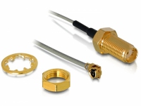 Delock Antennenkabel SMA Buchse zum Einbau zu MHF® I Stecker 1.13 50 cm Gewindelänge 10 mm