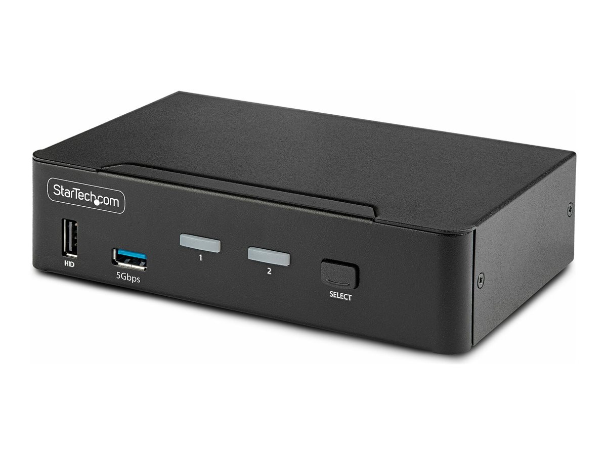 StarTech.com 2-Port DisplayPort KVM Switch 8K 60Hz  4K 144Hz Single Display DP 1.4 2x USB 3.0 Ports 4x USB 2.0 HID Ports Push-Button & Hotkey Switching TAA Compliant - OS Independent Metal Housing (D86A2-2-PORT-8K-KVM)