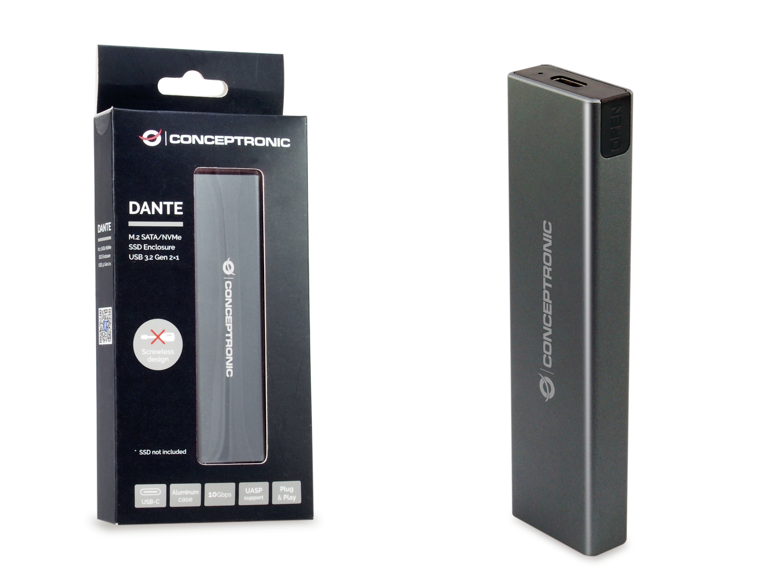 Conceptronic DANTE01G - Speichergehäuse - M.2 - M.2 NVMe Card / SATA 6Gb/s - USB 3.2 (Gen 2)
