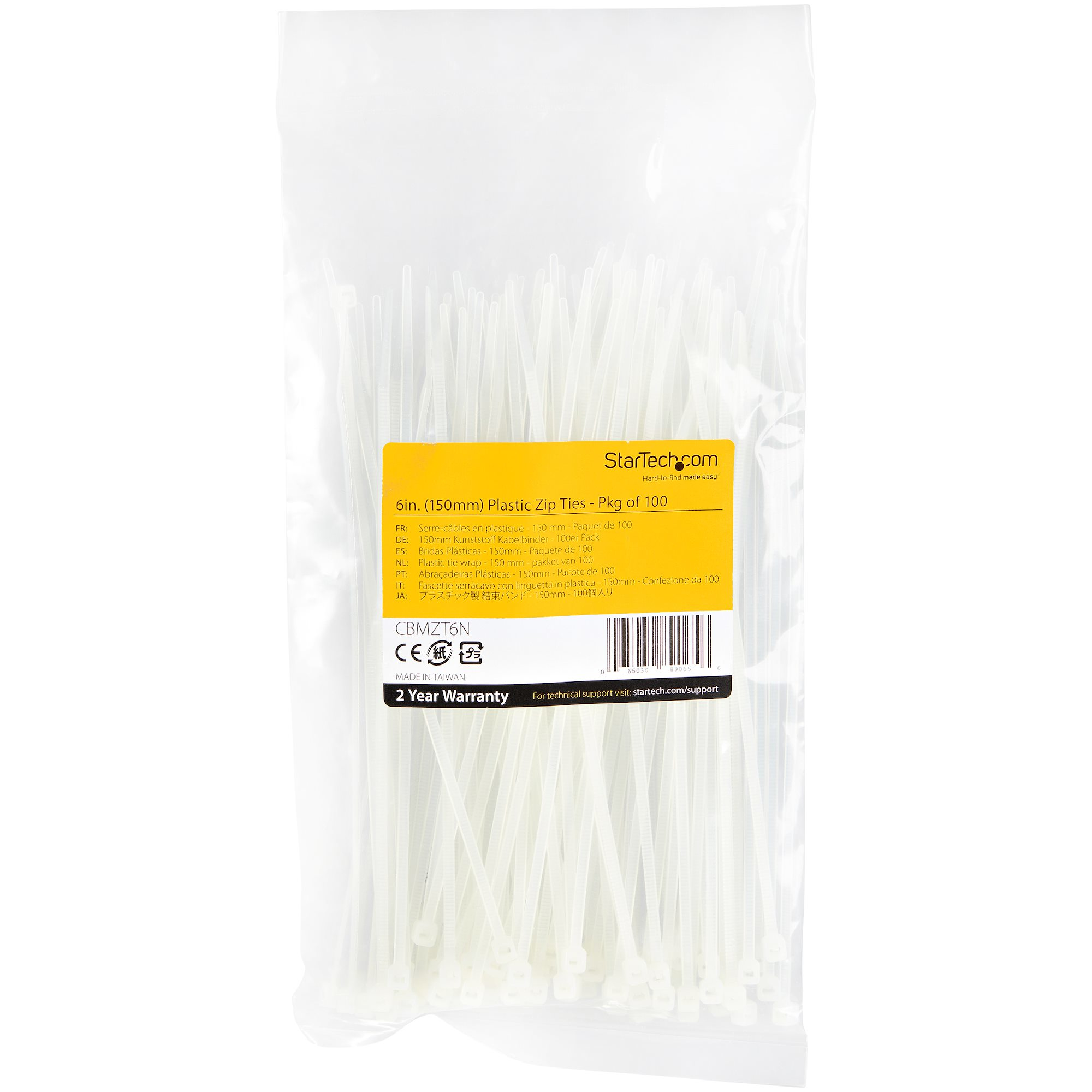 StarTech.com 15cm(6) Cable Ties, 3mm(1/8) wide, 39mm(1-3/8) Bundle Diameter, 18kg(40lb) Tensile Strength, Ansicht 3