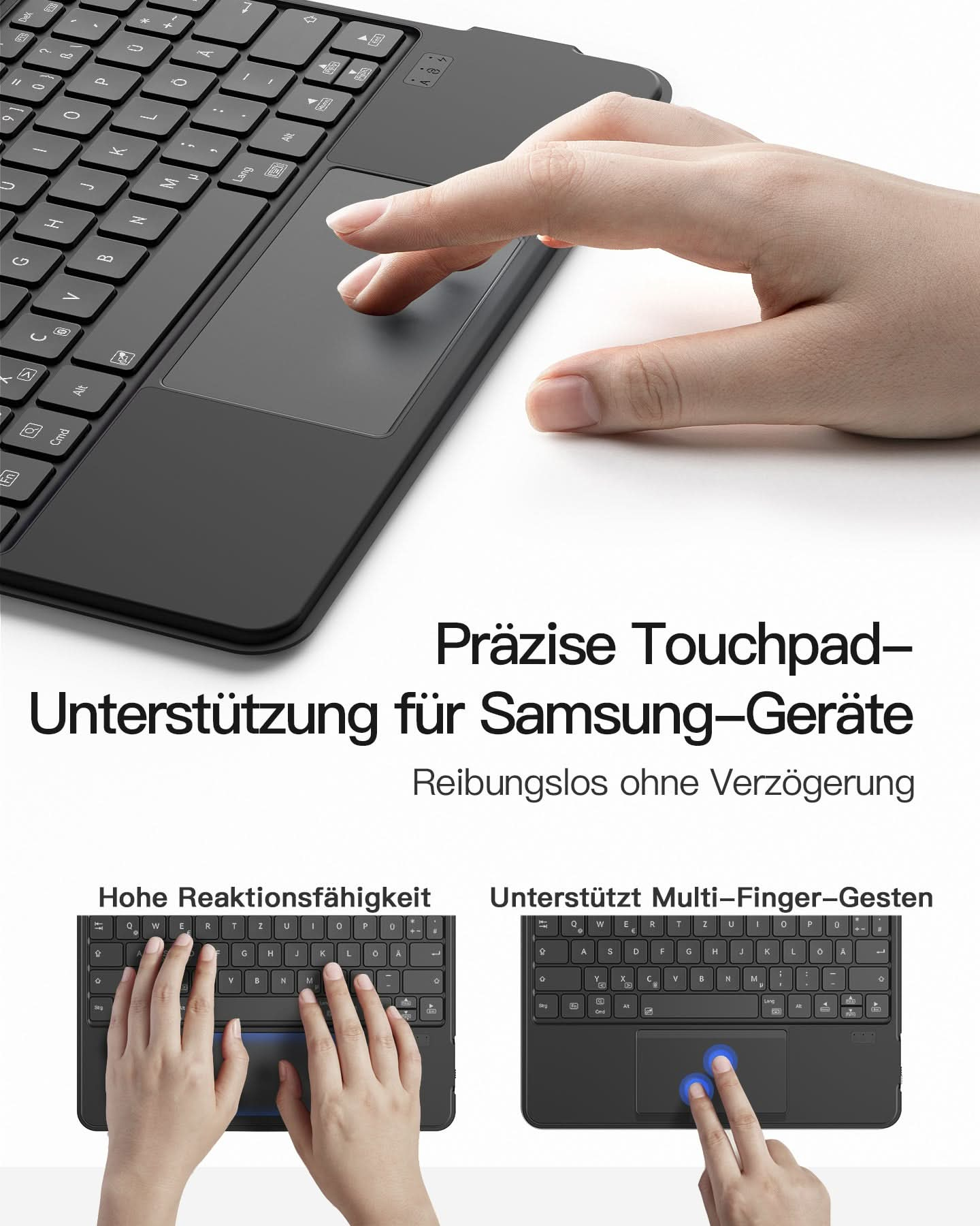 Inateck N0064_black Galaxy Tab Tastatur mit Touchpad - TL: Deutsch, QWERTZ, Ansicht 3