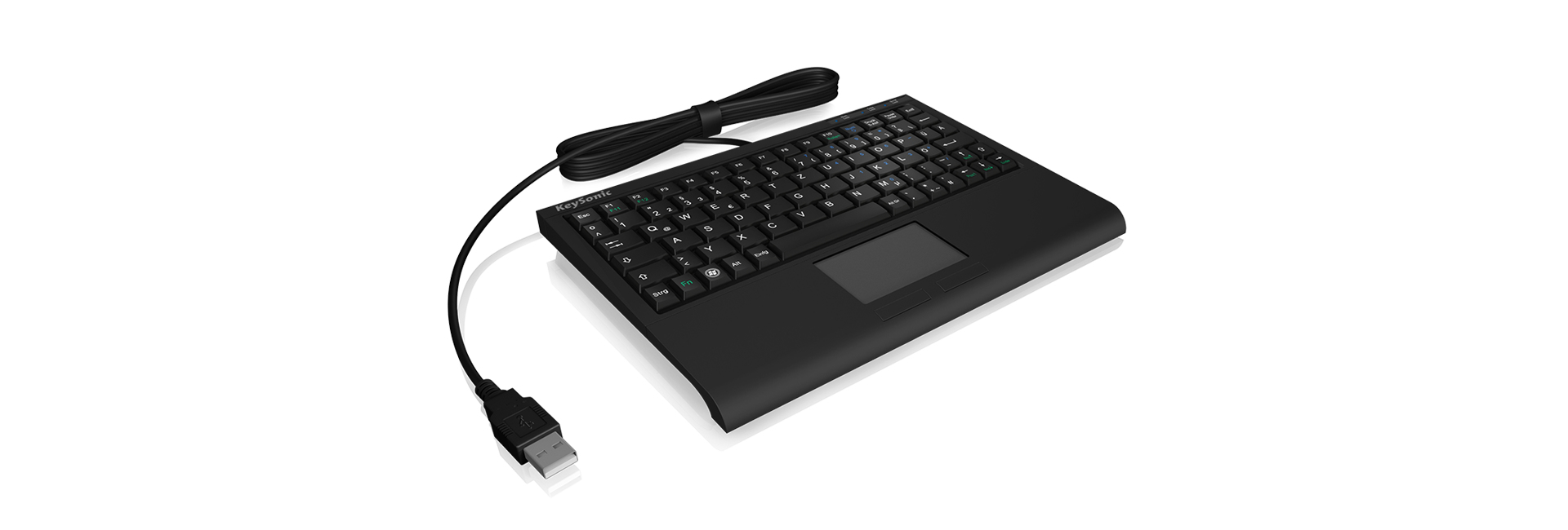 KeySonic ACK-3410 - Mini - USB - Membran Key Switch - Schwarz - TL: Deutsch, QWERTZ, Ansicht 2