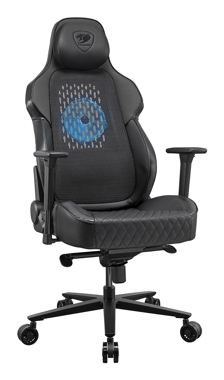 Cougar Gaming NxSys Aero, Gaming-Sessel, 160 kg, Harter Sitz, Gepolsterte, ausgestopfte Rückenlehne, Schwarz, Ansicht 3