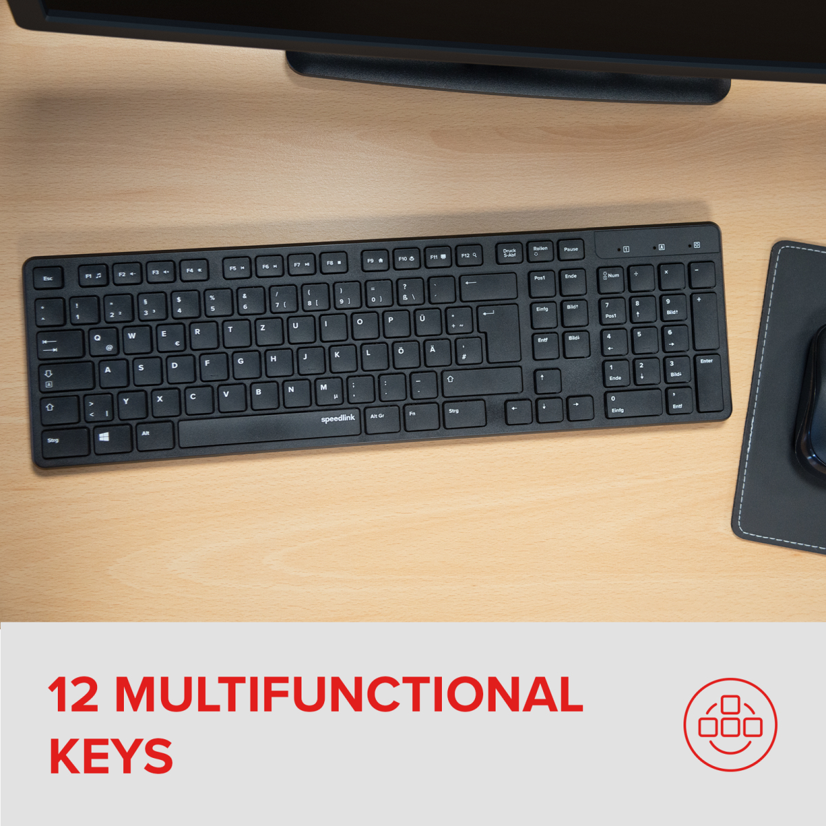 SPEEDLINK Deskset SIGNIUM Wireless Office schwarz retail - TL: Deutsch, QWERTZ, Ansicht 3
