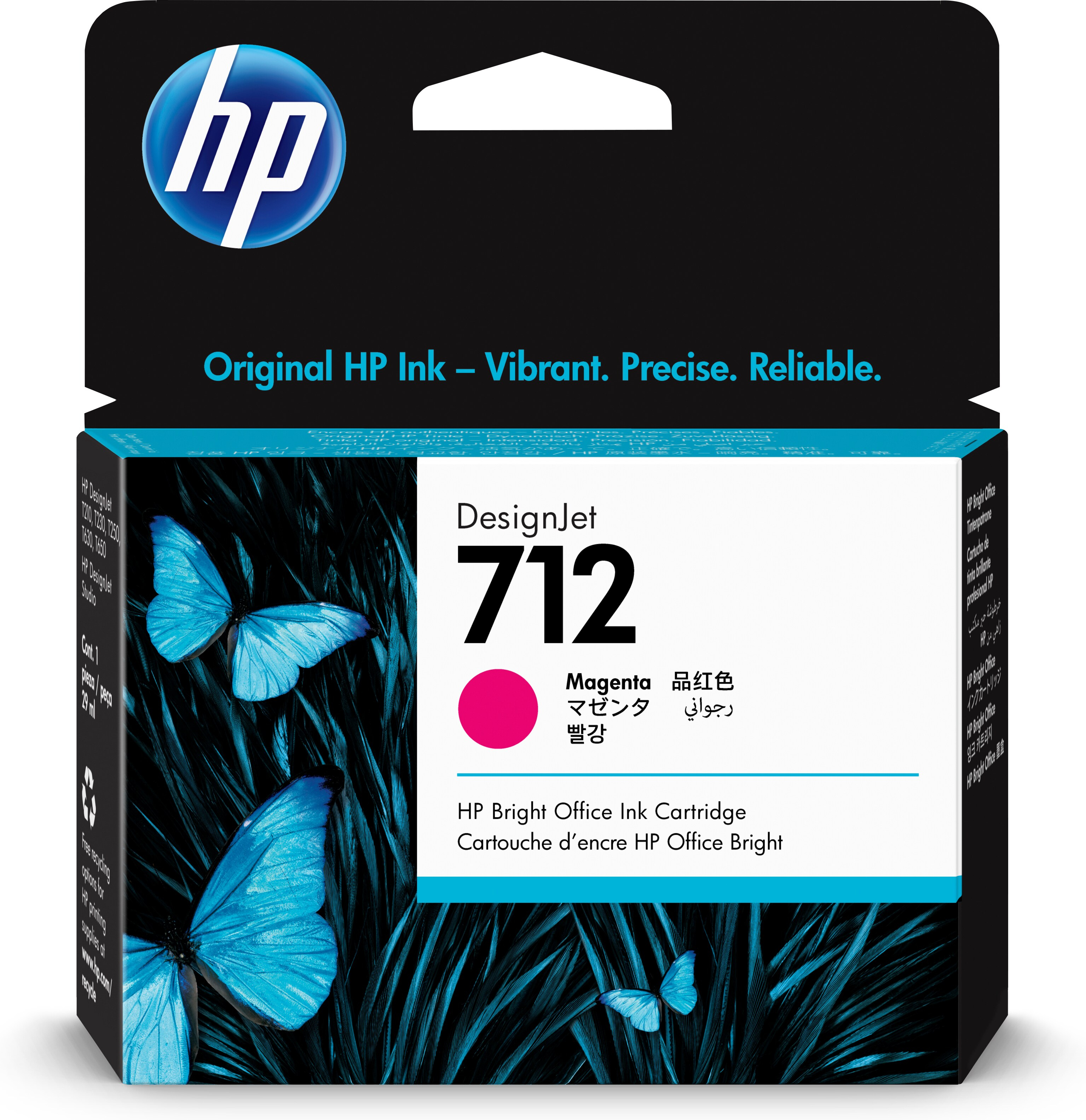 HP 712 Magenta DesignJet Druckerpatrone, 29 ml, Standardertrag, Magenta, Tinte auf Farbstoffbasis, 29 ml, 1 Stück(e), Einzelpackung