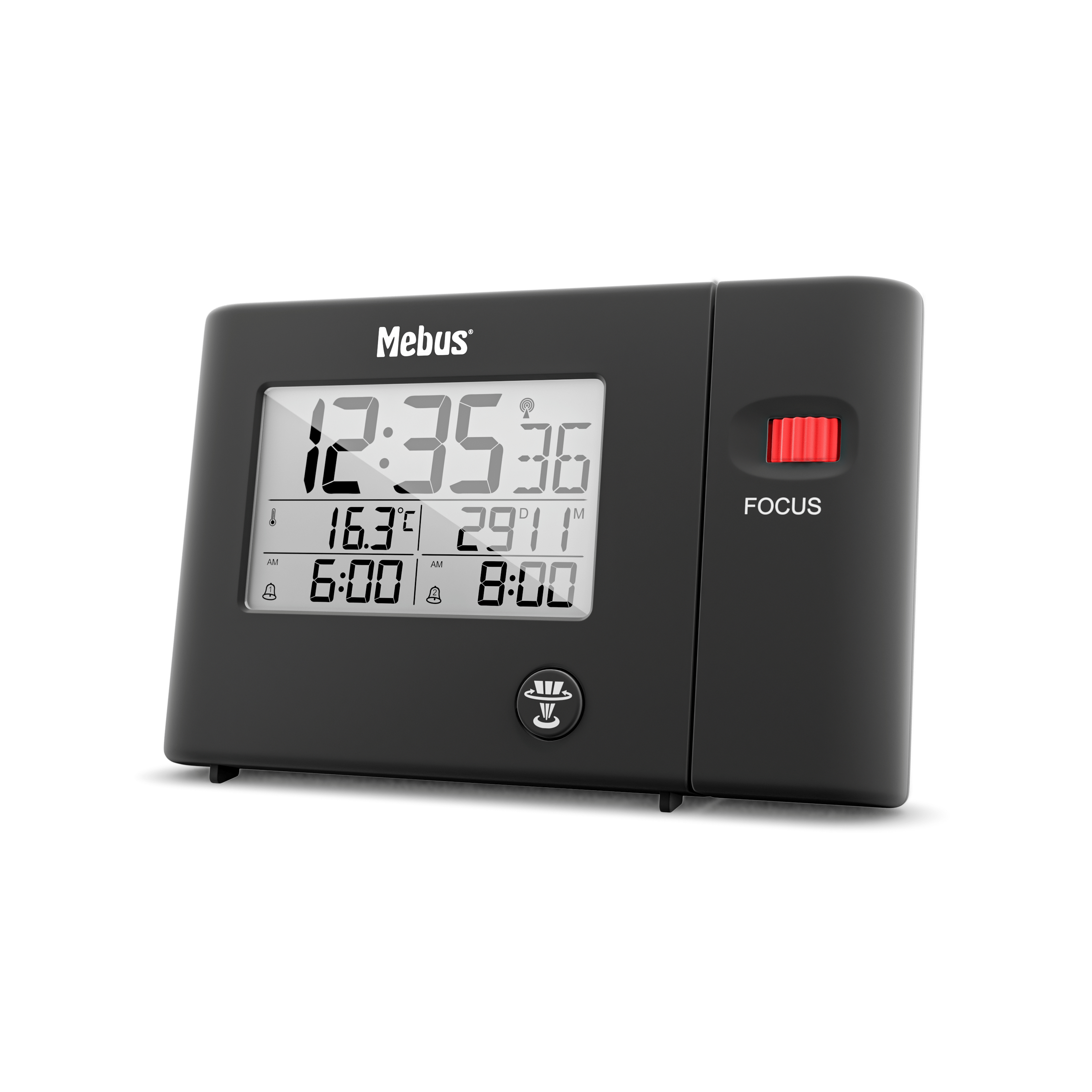 Mebus 25795 - Digitaler Wecker - Rechteck - Schwarz - 12/24 h - F - °C - Zeit, Ansicht 3