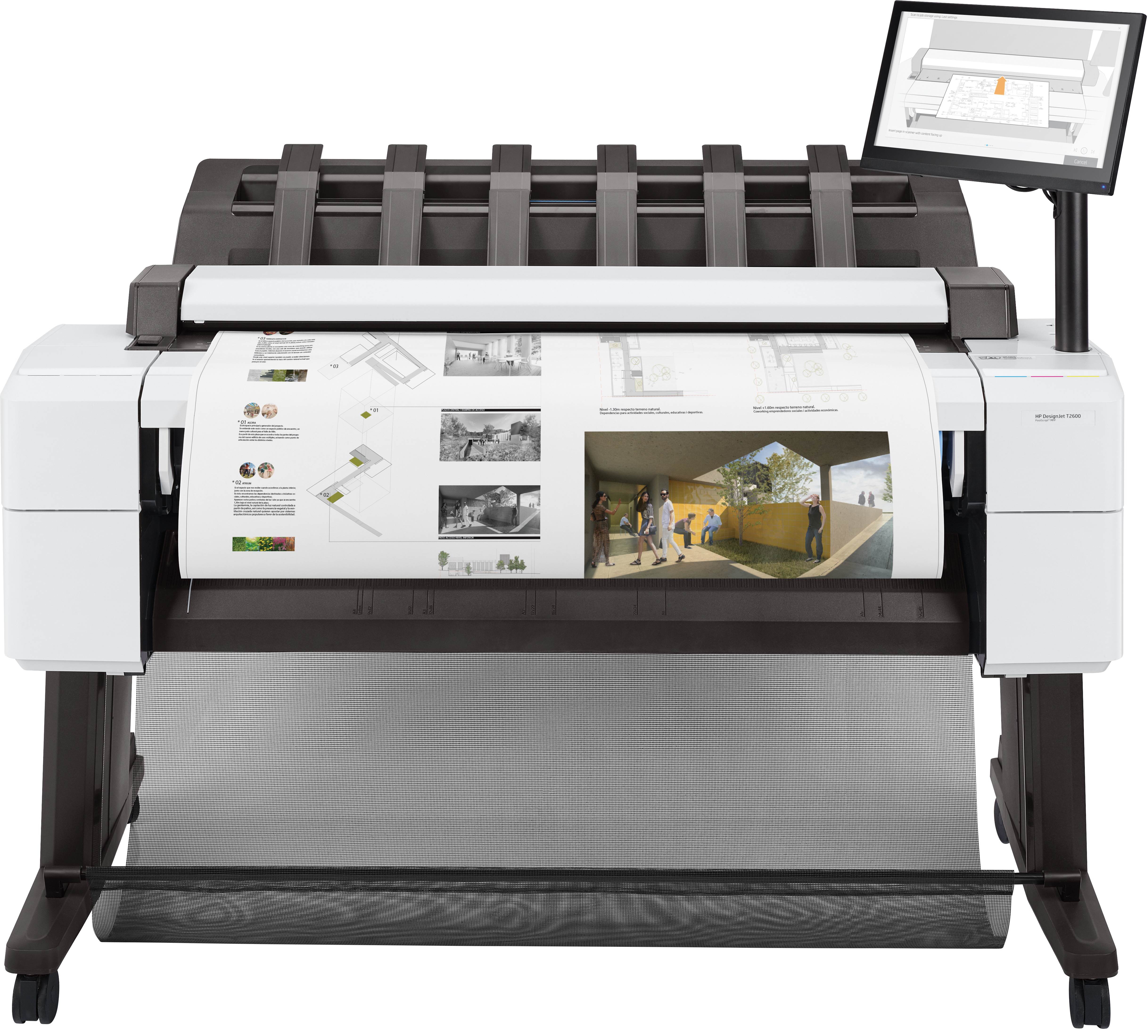 HP Designjet T2600 36 Zoll PostScript Multifunktionsdrucker, Thermal Inkjet, 2400 x 1200 DPI, HP-GL/2, HP-RTL, TIFF, Schwarz, Blau, Grau, Magenta, Gelb, Farbscan, 600 x 600 DPI