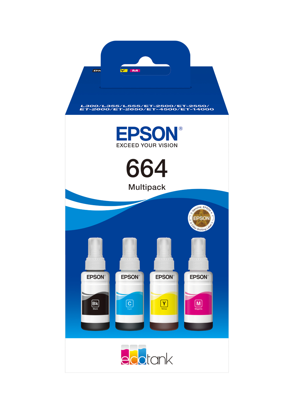 Epson 664 EcoTank 4-colour Multipack, Schwarz, Cyan, Magenta, Gelb, EcoTank L555 EcoTank L355 EcoTank ET-4500 EcoTank ET-2650 EcoTank ET-2600 EcoTank ET-2550 EcoTank..., 70 ml, 70 ml, Tintenstrahl, Philippinen