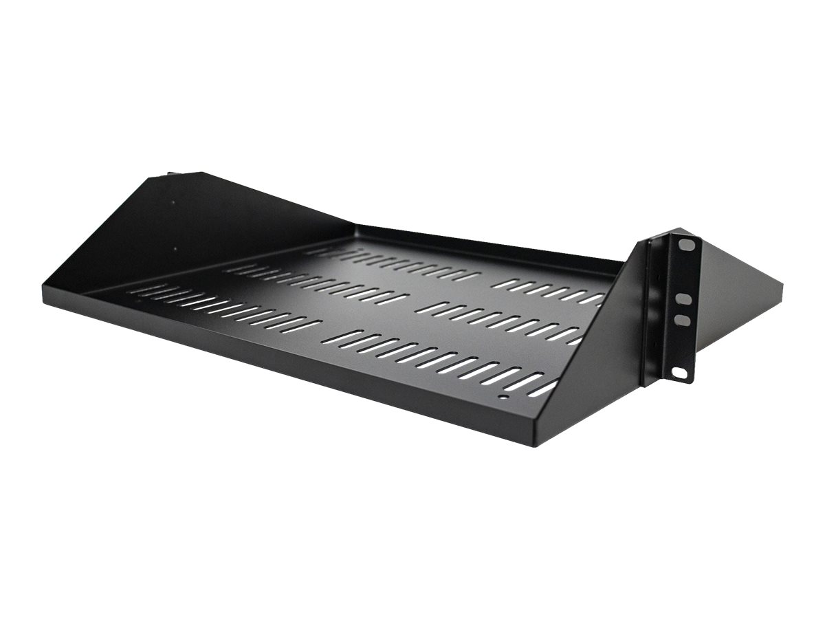 StarTech.com 2U 19 Zoll Fachboden für Rack - Perforierte freitragende rack ablage mit zentrierter befestigung - Belüftete rack ablage - Belastbarkeit 91kg - 36cm tief (SHELF-2U-14-CENTER-V)