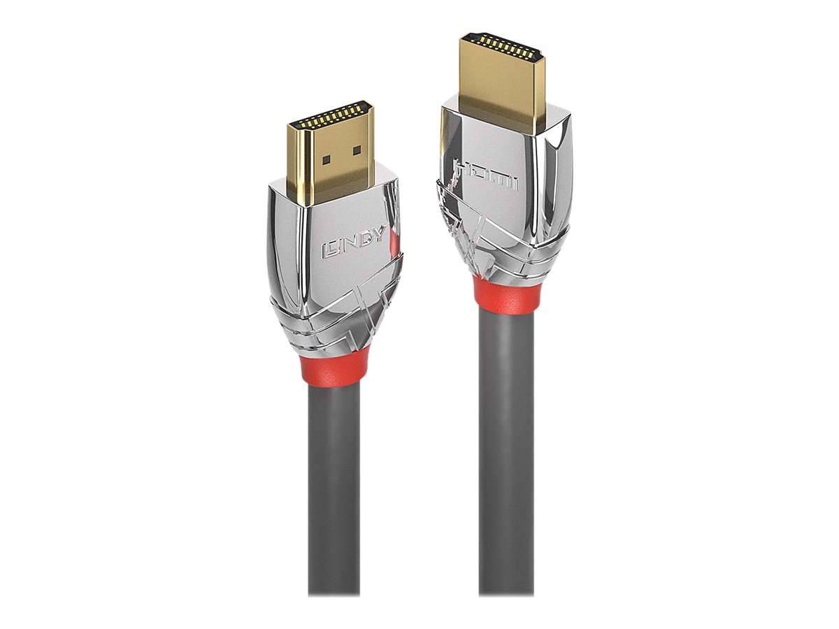 Lindy Cromo Line Standard - HDMI-Kabel mit Ethernet - HDMI männlich zu HDMI männlich - 10 m - Dreifachisolierung - grauer Knickschutz