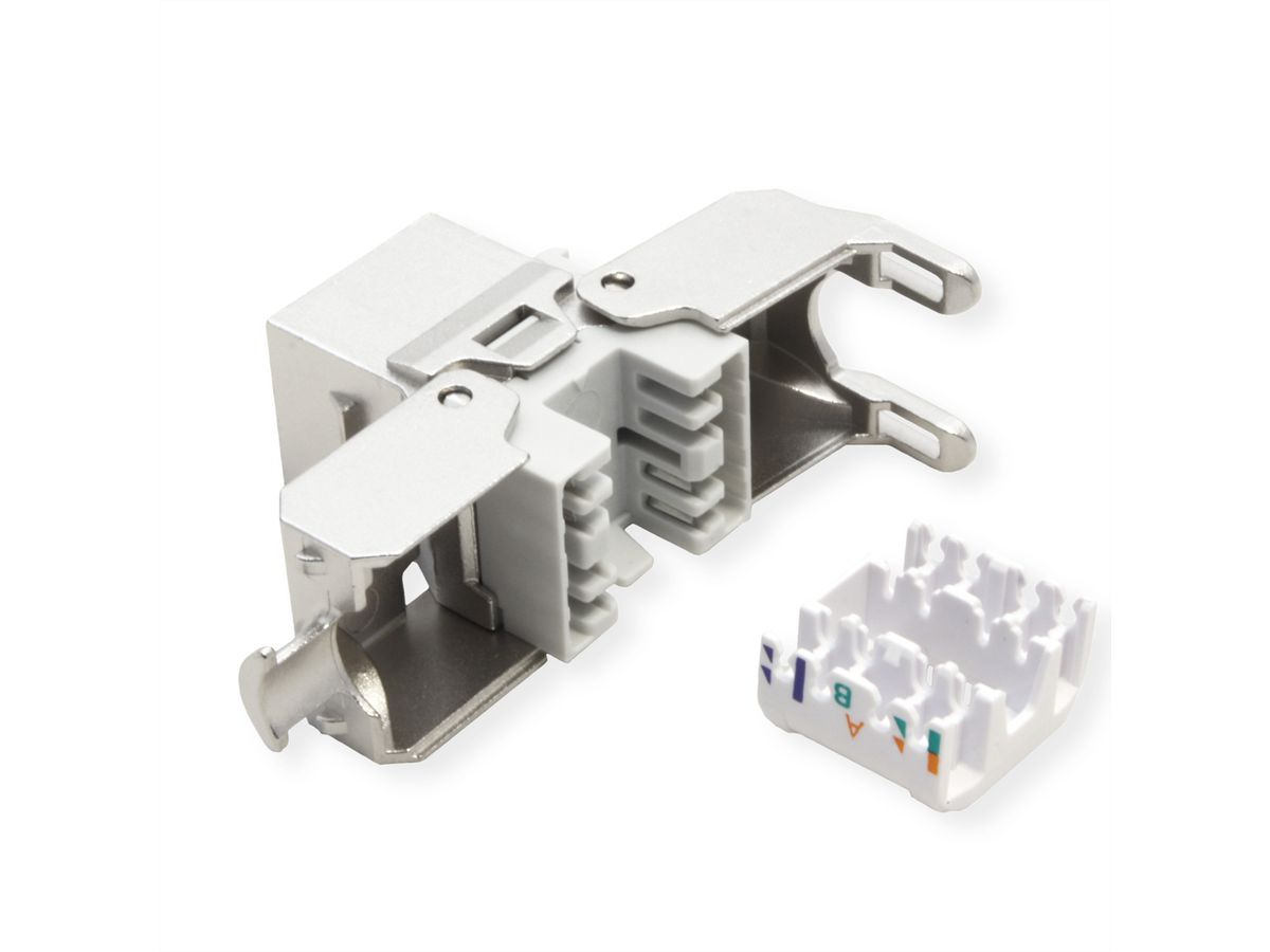ROLINE Keystone Kat6A/Kl.EA RJ45 geschirmt werkzeuglos silberf., Ansicht 2