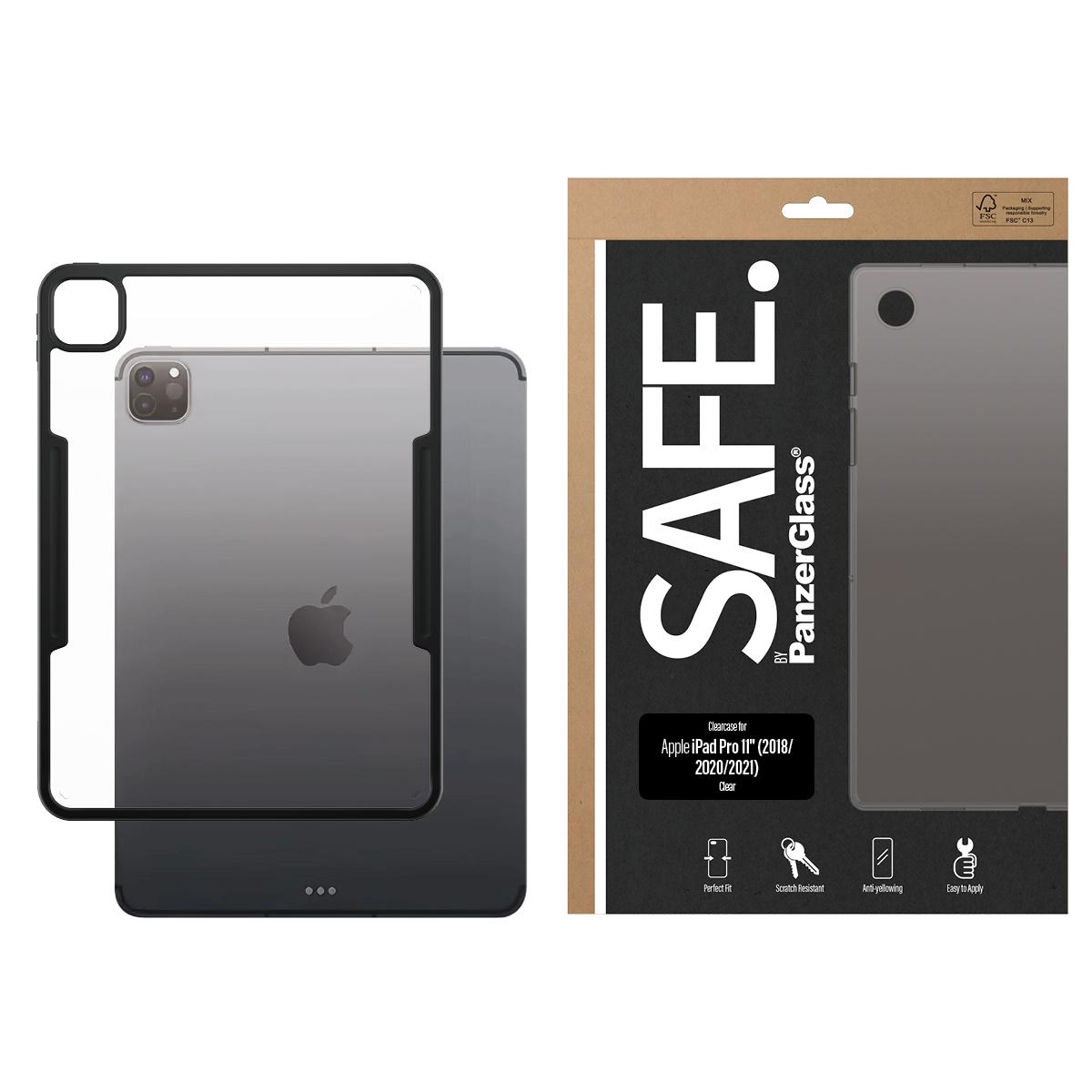 PanzerGlass SAFE. by PanzerGlass - Hintere Abdeckung für Tablet - durchsichtig, Schwarz - für Apple 11-inch iPad Pro, Ansicht 4