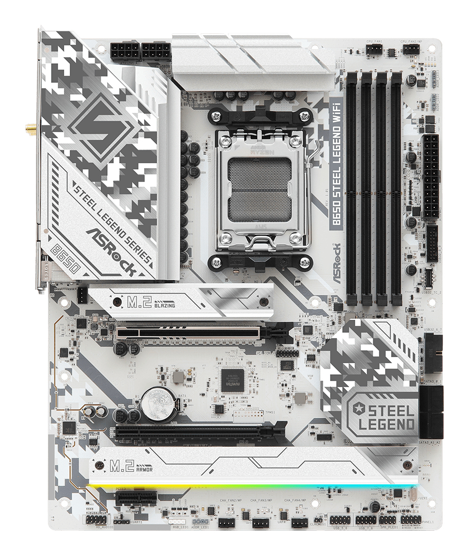 ASRock B650 Steel Legend WiFi - Motherboard - ATX - Socket AM5 - AMD B650 Chipsatz - USB 3.2 Gen 1, USB 3.2 Gen 2, Ansicht 3