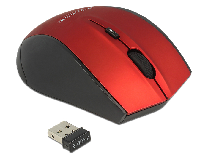Delock Maus - ergonomisch - Für Rechtshänder - optisch - 5 Tasten - kabellos - 2.4 GHz - kabelloser Empfänger (USB), Ansicht 2