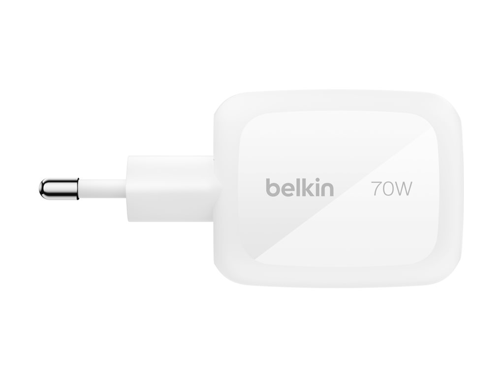 Belkin BoostCharge Pro - Netzteil - GaN - 70 Watt - PD 3.1/PPS - 3 Ausgabeanschlussstellen (2 x USB-C, USB), Ansicht 3