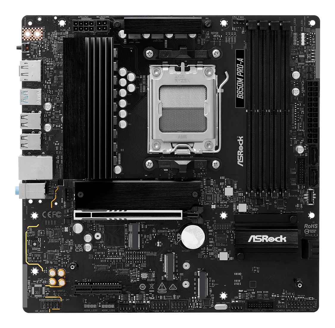 ASRock B850M Pro-A - Motherboard - micro ATX - Socket AM5 - AMD B850 Chipsatz - Onboard-Grafik (CPU erforderlich), Ansicht 3