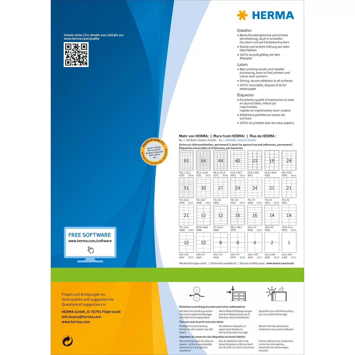 HERMA Premium - Papier - matt - permanent selbstklebend - weiß - A6 (105 x 148 mm), Ansicht 2