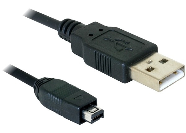 Delock USB cable 2.0 mini 4-Pin Hirose 1,5m, 1,5 m, USB A, USB B, Schwarz