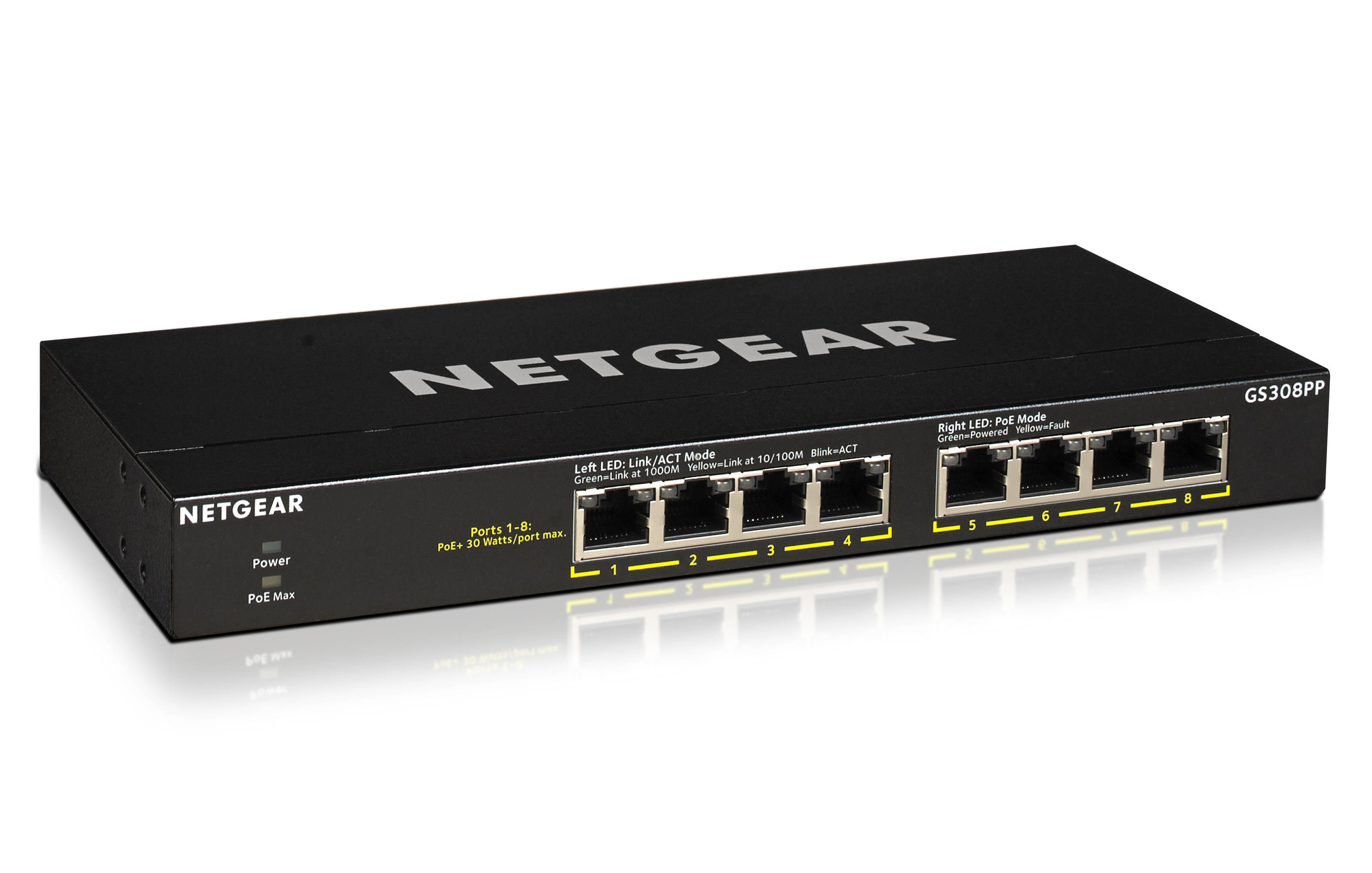 Netgear GS308PP - Switch - unmanaged - 8 x 10/100/1000 (PoE+), Ansicht 3