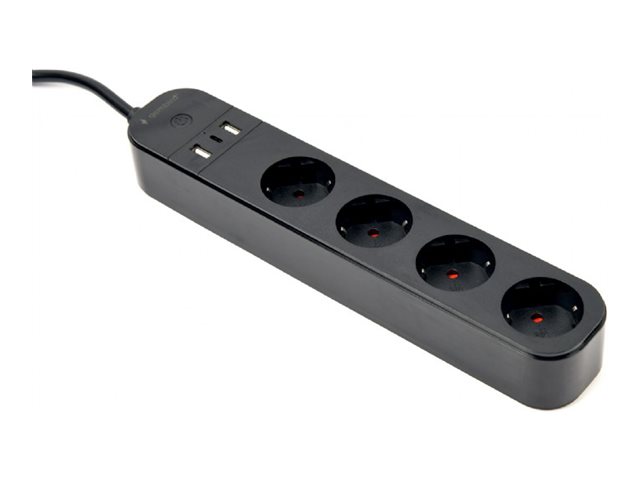 Gembird TSL-PS-S4U-01 - Smart Power-Steckdosenleiste - 3680 Watt - Wi-Fi - Eingang Typ F - Typ F, 2 x USB, 24 pin USB-C, Ansicht 2
