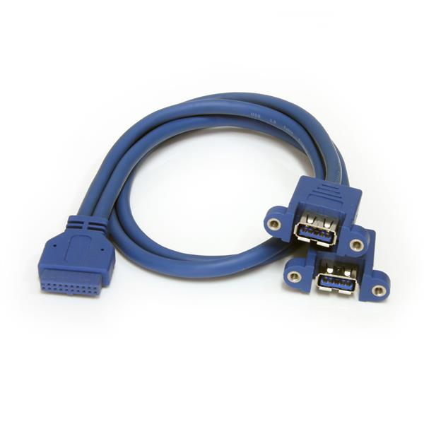 StarTech.com 2 Port USB 3.0 Pinheader Kabel - USB A auf Mainboard Header Kabel - Bu/Bu, 2 x USB A, IDC, 0,5 m, Blau