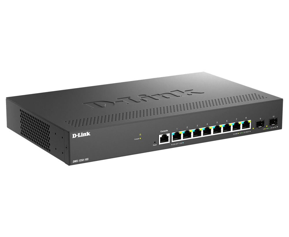 D-Link DMS 1250-10S - Switch - L2+ - Smart - 8 x 2.5GBase-T + 2 x 10 Gigabit SFP+, Ansicht 2