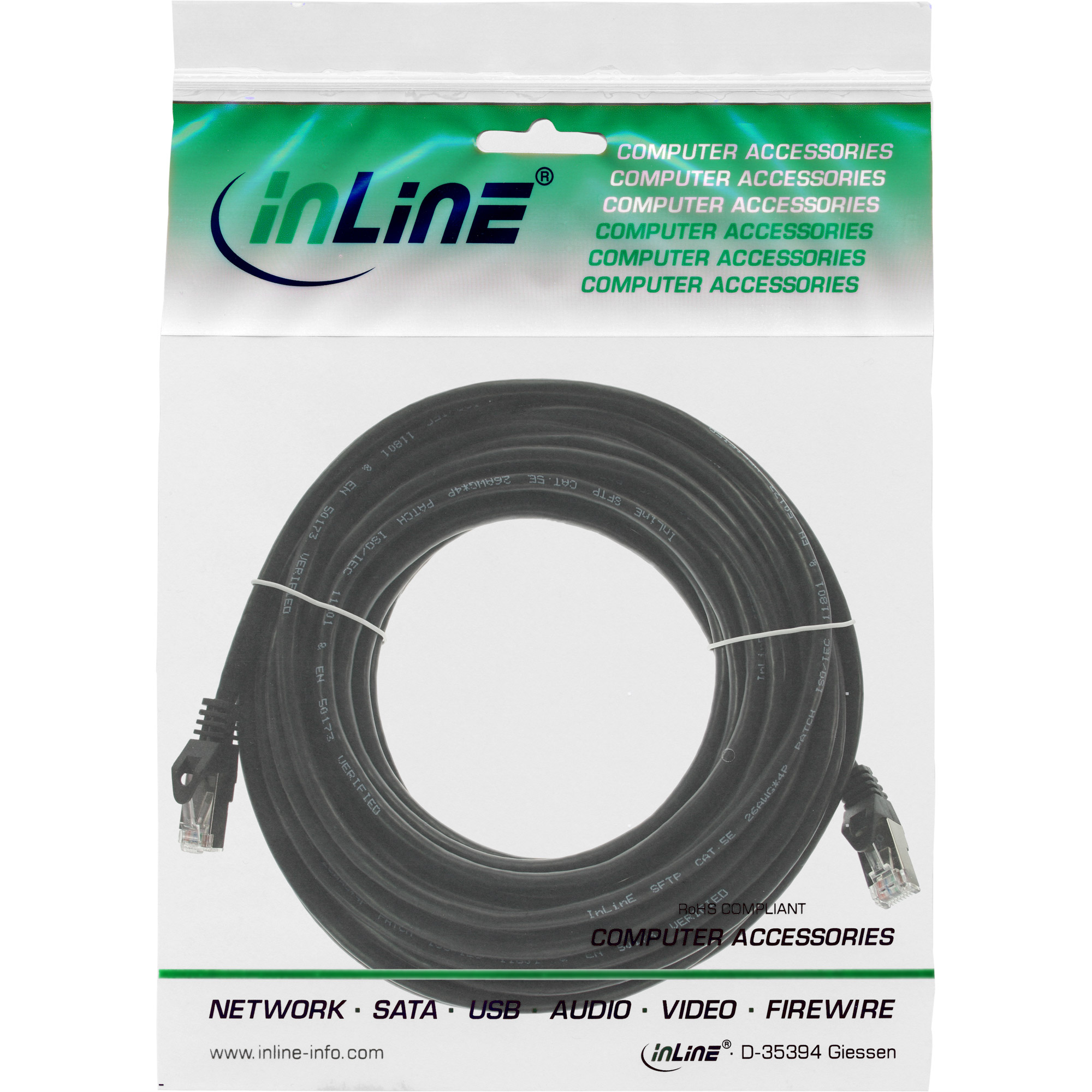 InLine Patchkabel - SFUTP - Cat.5e - schwarz - 30m