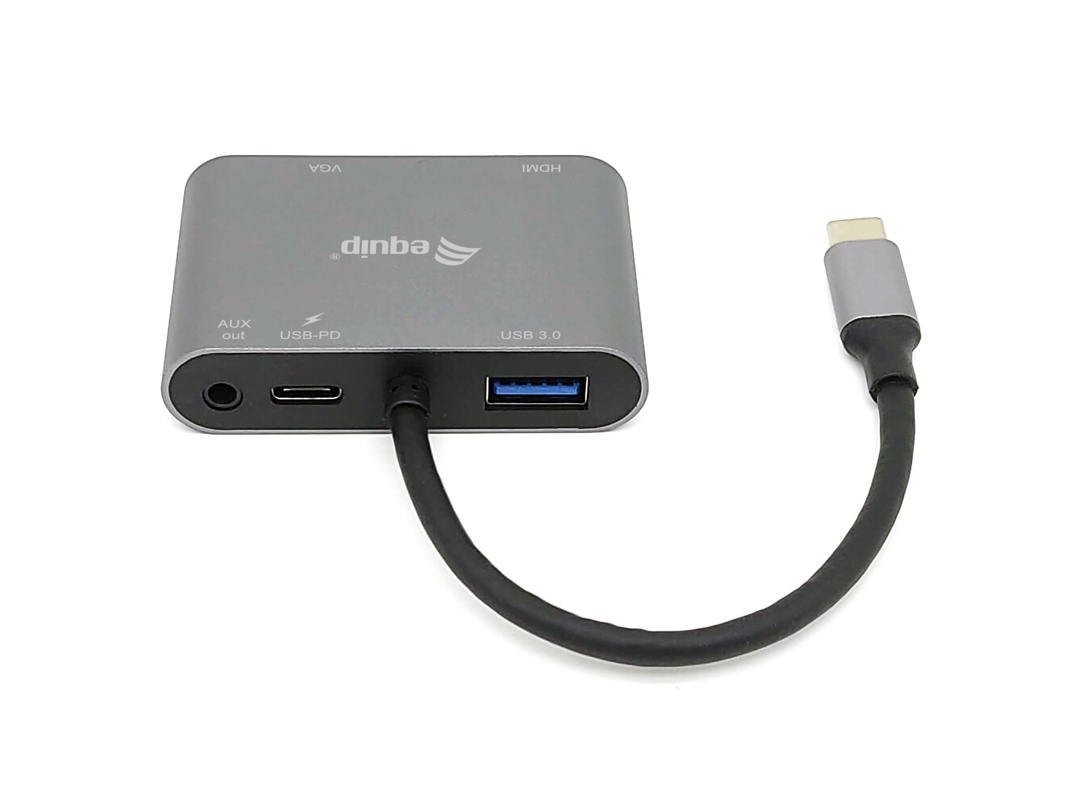 Equip USB-C 5-in-1 Multifunktionsadapter - Kabelgebunden - USB 3.2 Gen 1 (3.1 Gen 1) Type-C - 100 W - Schwarz - Grau, Ansicht 4