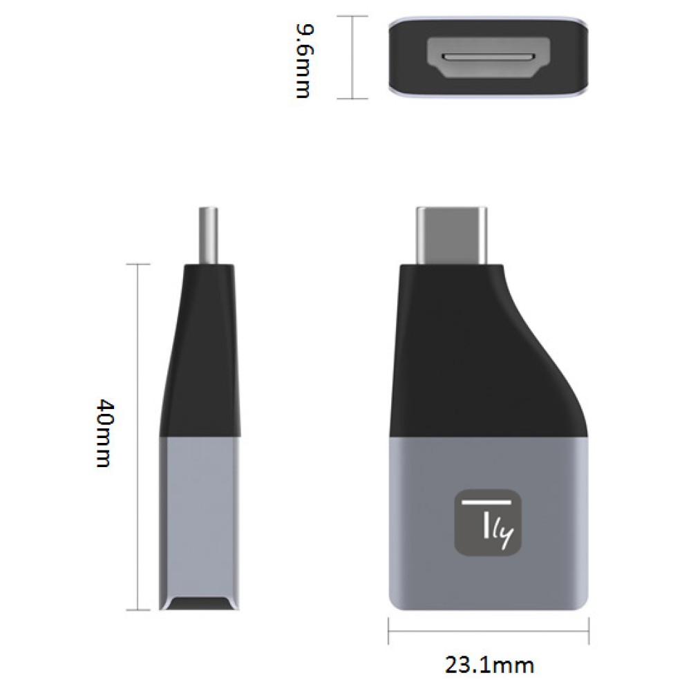 IC Intracom TECHly - Videoadapter - 24 pin USB-C männlich zu HDMI weiblich - Schwarz, Silber - unterstützt 4K 60 Hz, Ansicht 4