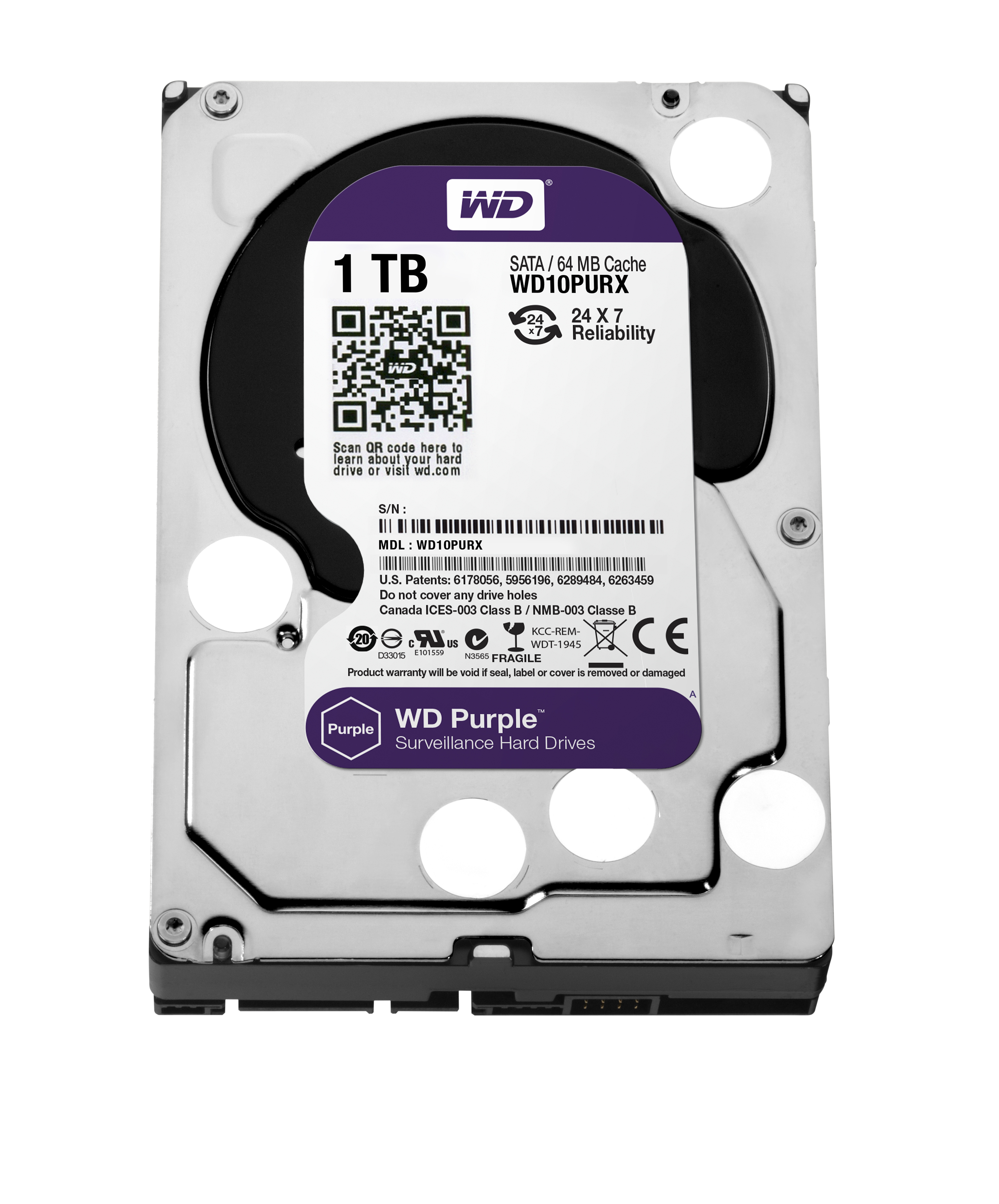 WD Purple WD10PURX - Festplatte - 1 TB - intern - 3.5 (8.9 cm), Ansicht 2