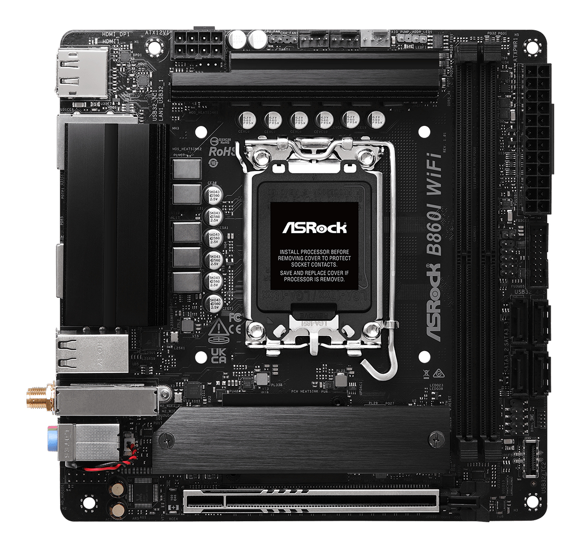ASRock B860I WiFi - Motherboard - Mini-ITX - LGA1851-Sockel - B860 Chipsatz - Onboard-Grafik (CPU erforderlich), Ansicht 2