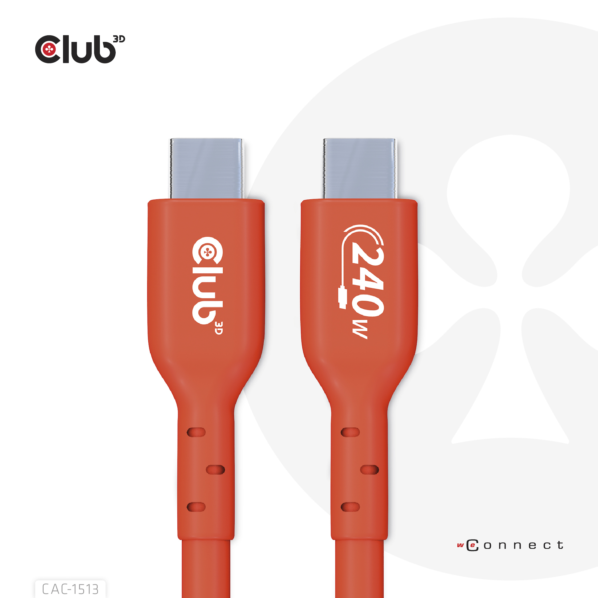Club 3D USB-Kabel - 24 pin USB-C (M) zu 24 pin USB-C (M) - 48 V - 5 A - 3 m - bi-direktional - bis zu 240 W, Ansicht 3