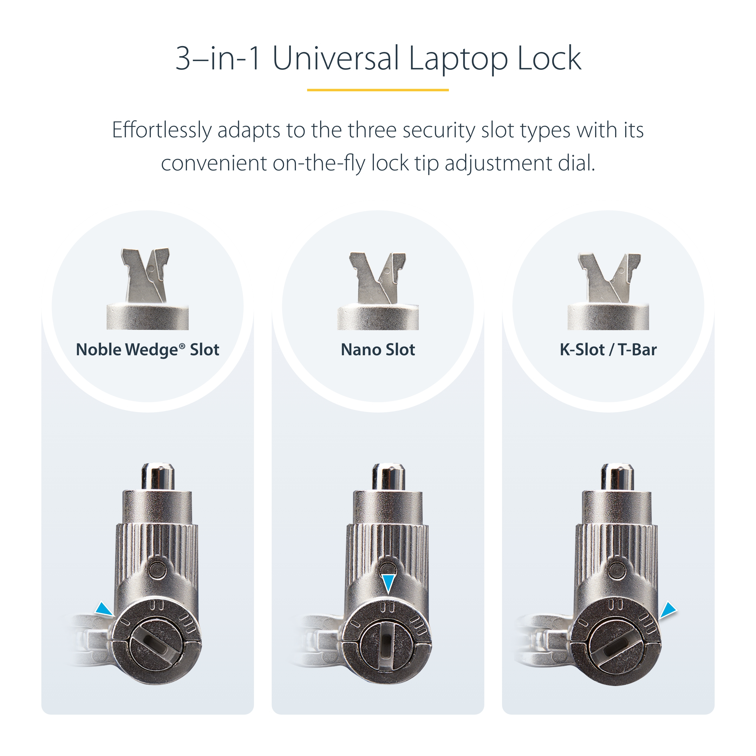 StarTech.com 25-Pack Universal Laptop Lock, Security Cable - Sicherheitskabelschloss - Schwarz, Silber - 2 m, Ansicht 2