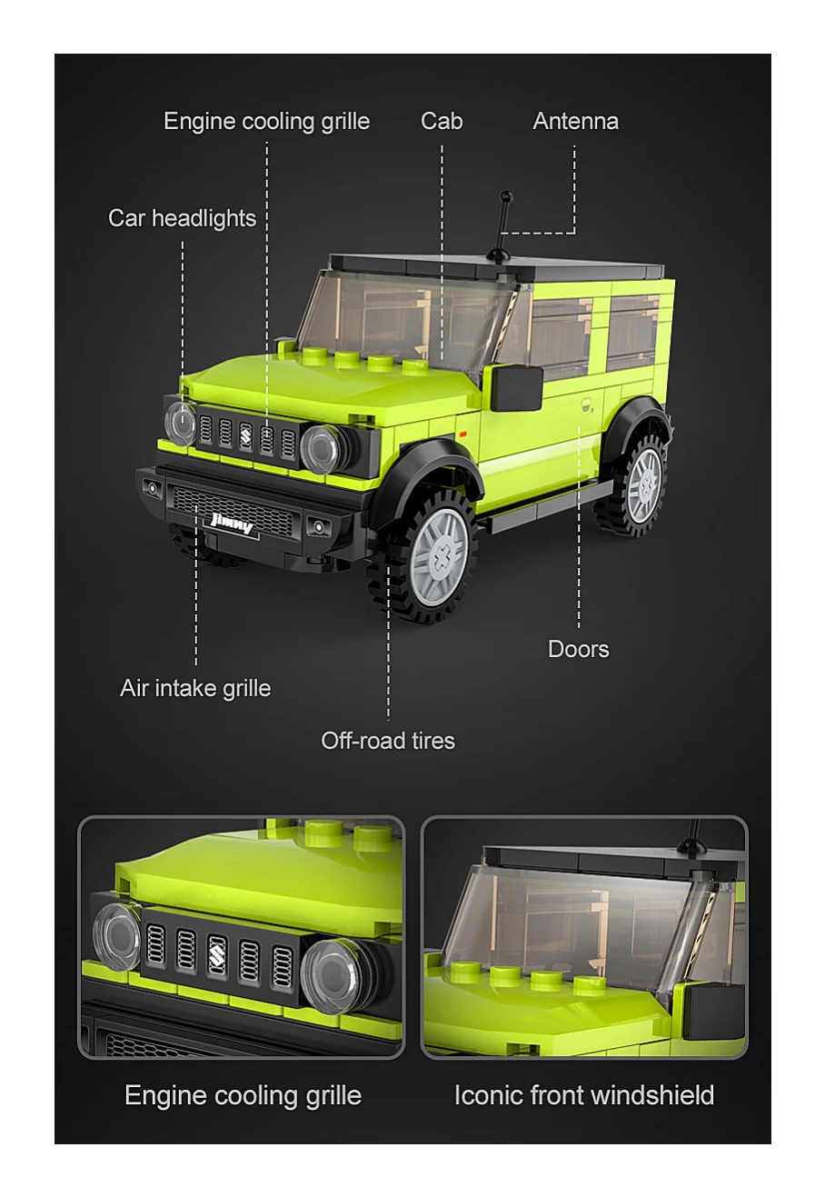 JAMARA CaDA Suzuki Jimny 1 24 Bricks grün 8+, Ansicht 4