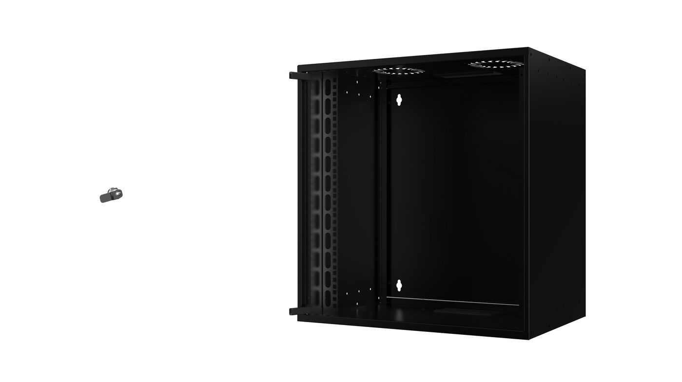 Lanview RUM12U40MNBL - Wandmontiertes Regal - 12U - 80 kg - 13,6 kg - Schwarz, Ansicht 3