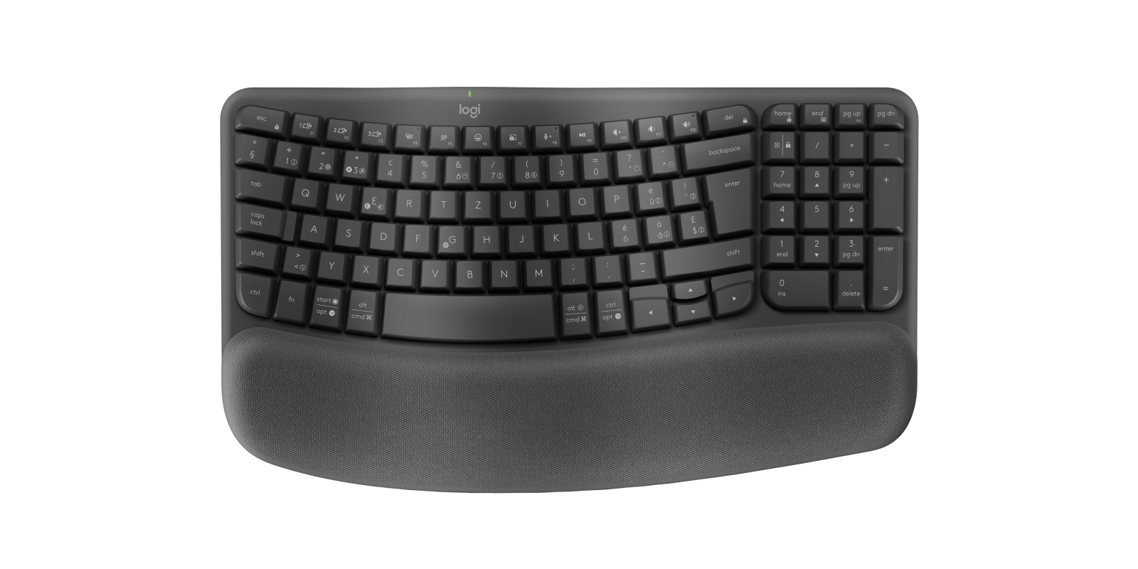 Logitech Ergo Series - Tastatur - kabellos - 2.4 GHz, Bluetooth LE - TL: Schweiz, QWERTZ, Ansicht 2