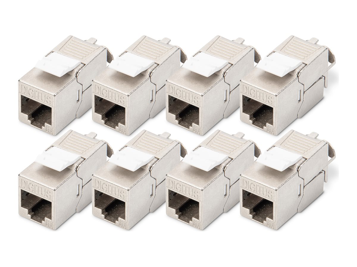 DIGITUS CAT 6A Keystone Modul, geschirmt, werkzeugfreier Montageanschluss - 8 Stk.