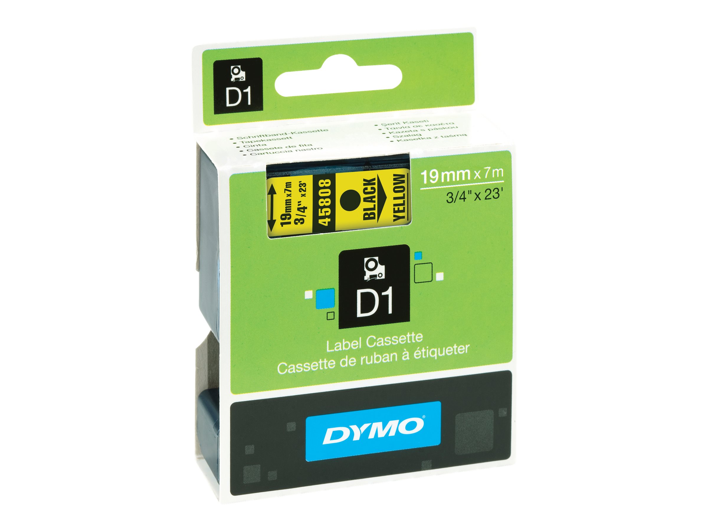 Dymo D1 - Selbstklebend - Schwarz auf Gelb - Rolle (1,9 cm x 7 m), Ansicht 2