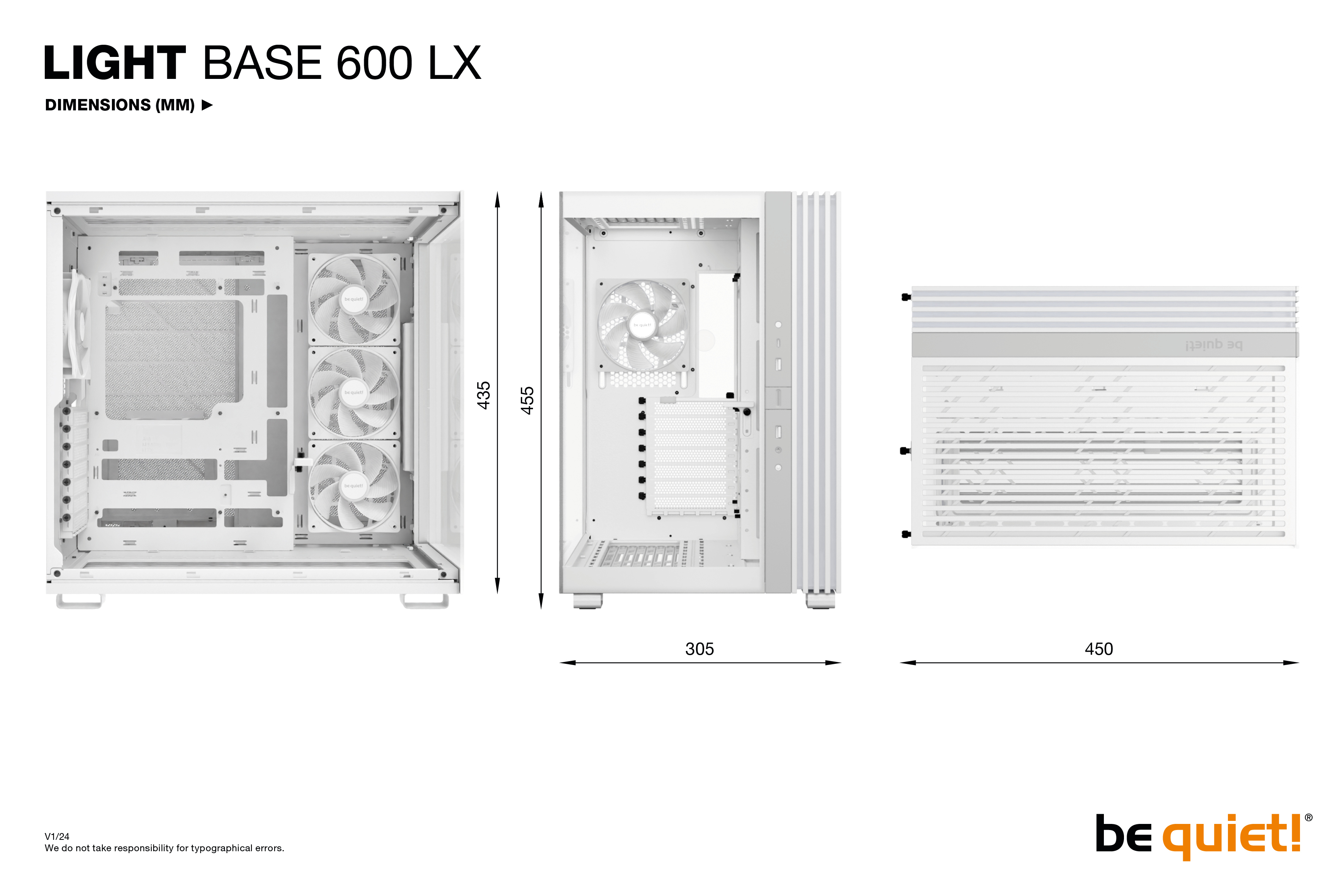 Be Quiet! Light Base 600 LX - Midi-Tower - ATX - Seitenteil mit Fenster (Glas) - Weiß, Ansicht 2