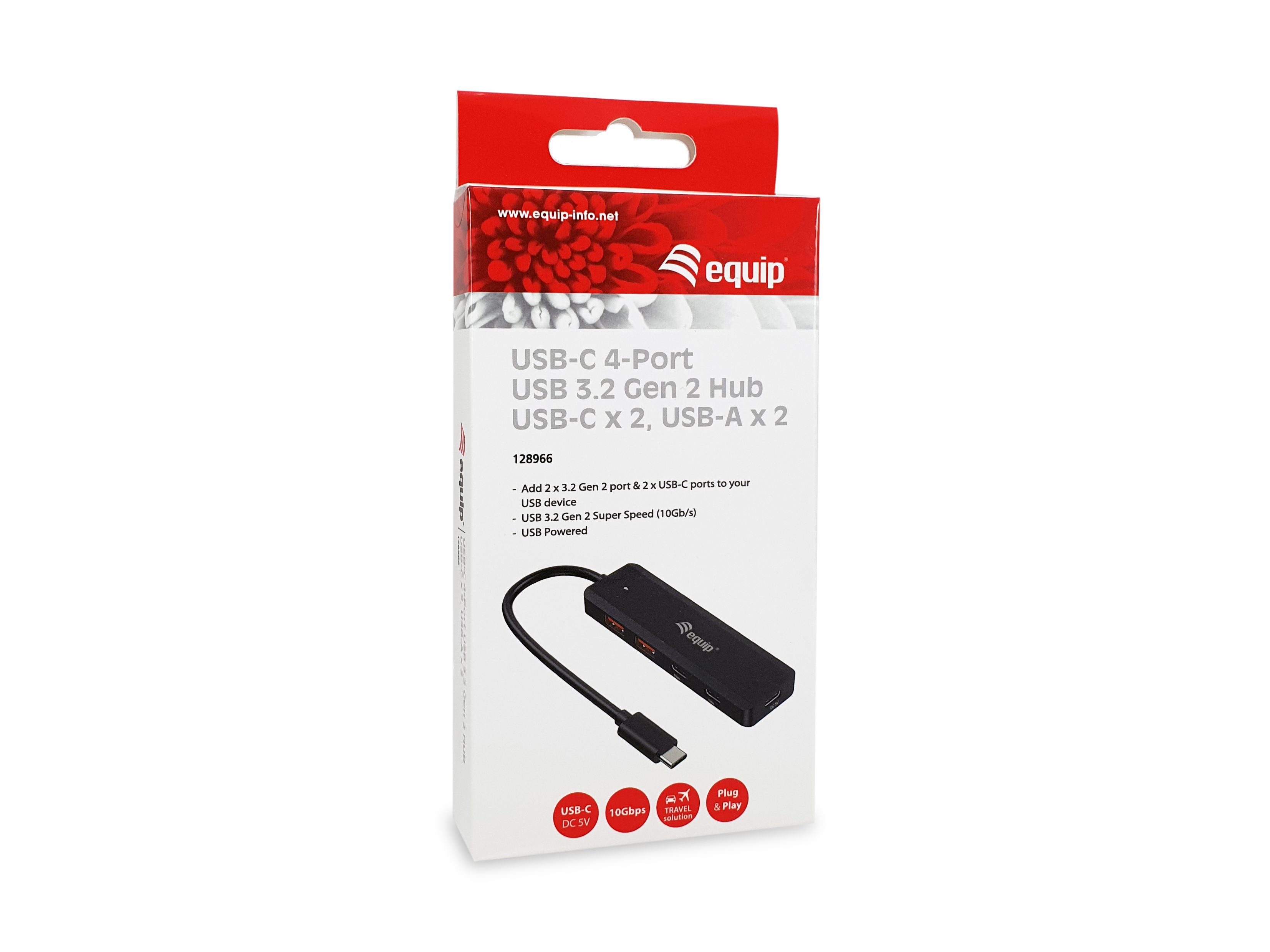Equip 128966 Usb-C 4-Port Usb 3.2 Gen 2 10Gbps Hub x 2 Usb-A 2 10000 Mbit/s, Ansicht 2