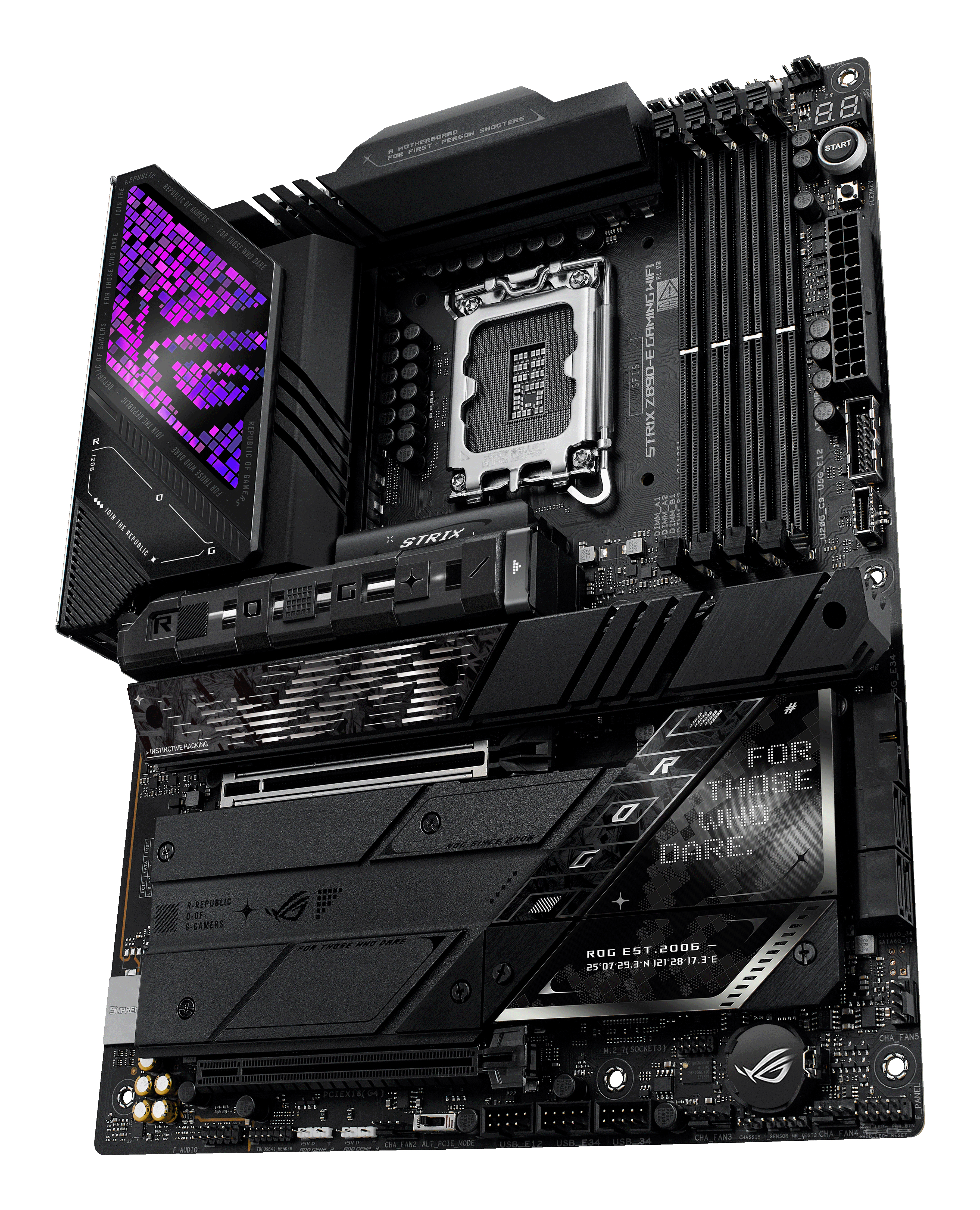 ASUS ROG STRIX Z890-E GAMING WIFI - Motherboard - ATX - LGA1851-Sockel - Z890 Chipsatz - USB-C 3.2 Gen 2x2, Ansicht 3