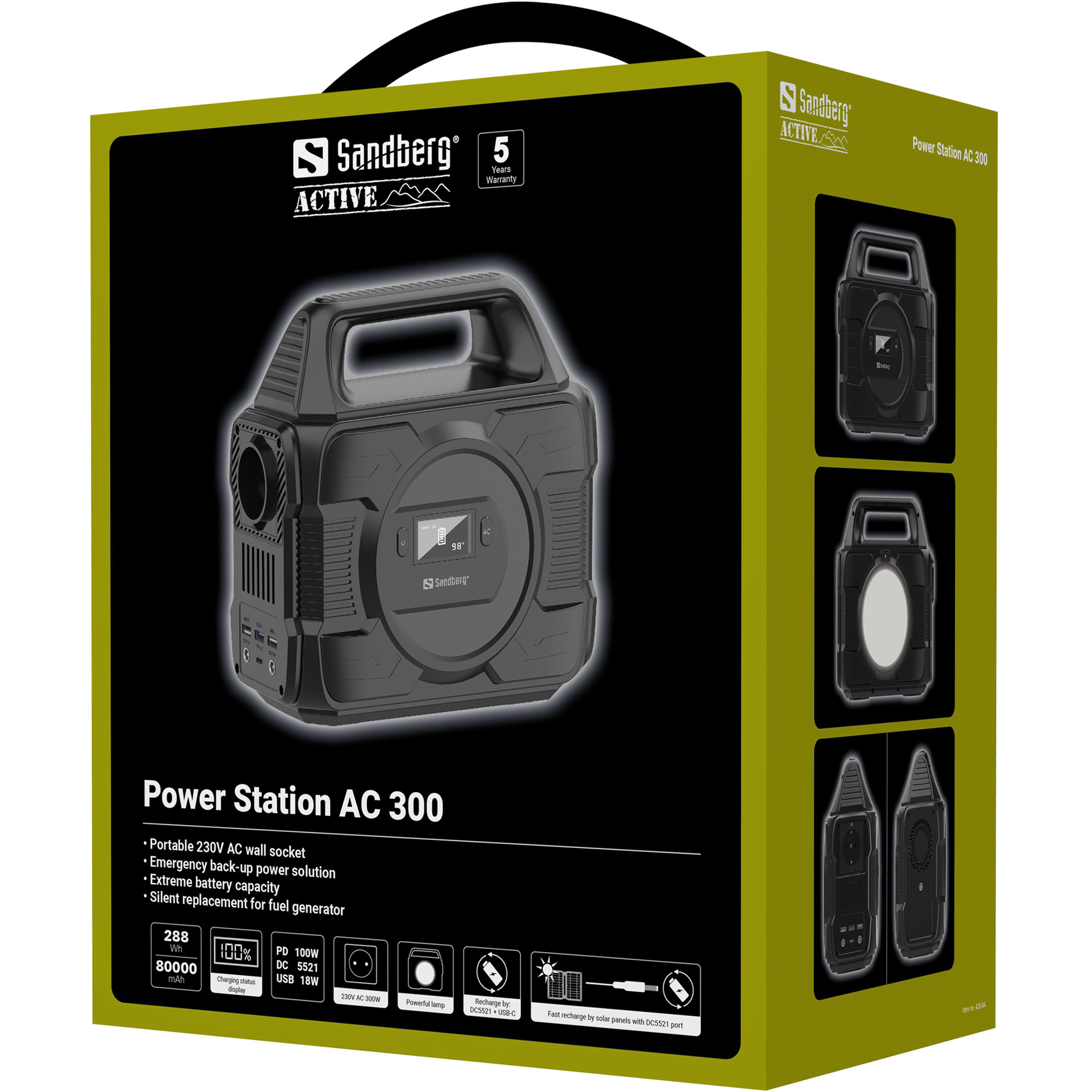 SANDBERG AC 300 - 80000 mAh - 296 Wh - 300 W - 300 W - 6 A - 230 V, Ansicht 2