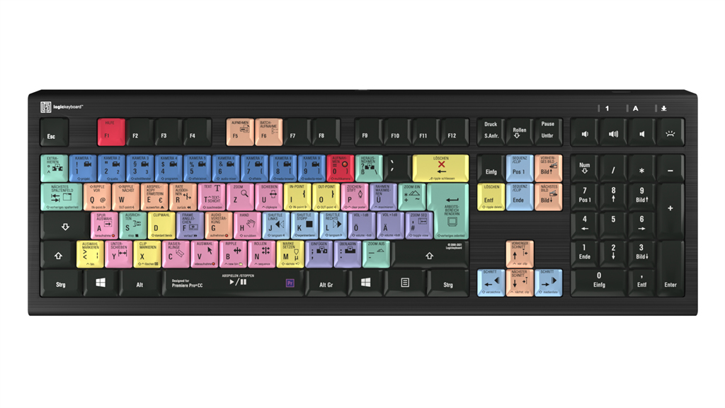 Logickeyboard LKB-PPROCC-A2PC-DE - Kabelgebunden - USB - Scherenschalter - LED - Schwarz - TL: Deutsch, QWERTZ, Ansicht 2
