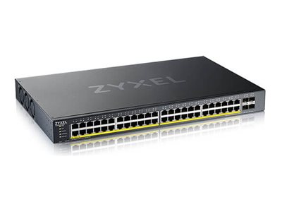 52-Port Smart Managed PoE+ Switch, 48x GbE PoE+ RJ45, 4x 10G SFP+, 375Watt PoE+, Hybrid Mode (Webmanaged und Cloudmanaged nutzbar)