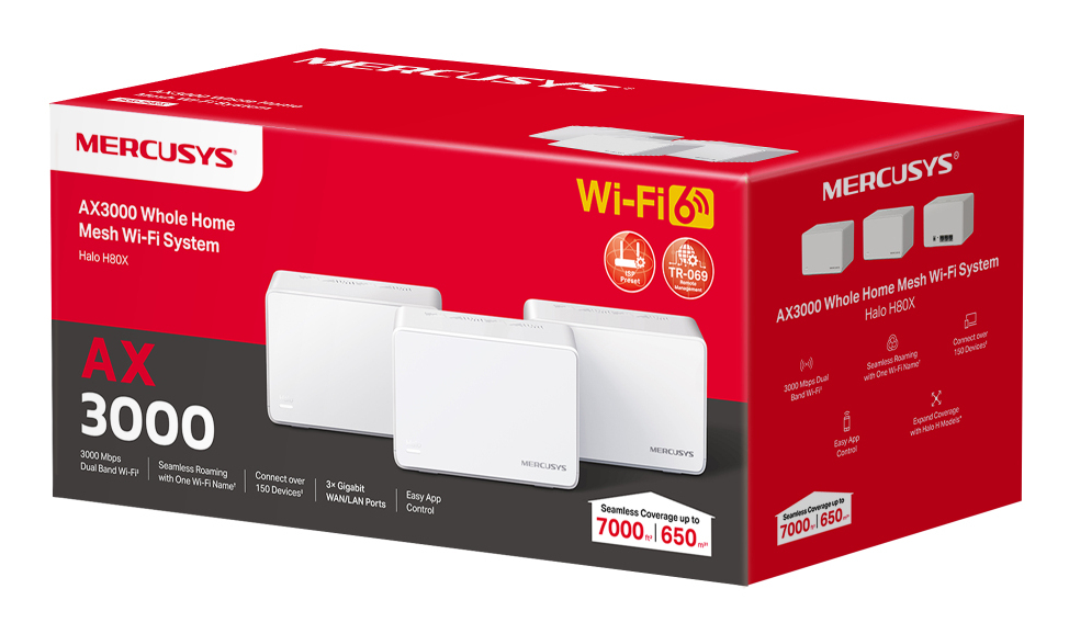 Mercusys Halo H80X(3-pack) - Weiß - Intern - Mesh-System - 650 m² - 0 - 40 °C - 10 - 90%, Ansicht 3