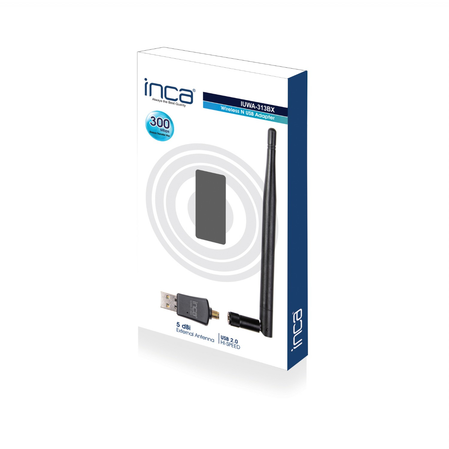 INCA IUWA-300X - 5 dBi - 2.4 - 2.4835 GHz - 5 dBi - Schwarz - USB - 1 Stück(e), Ansicht 3