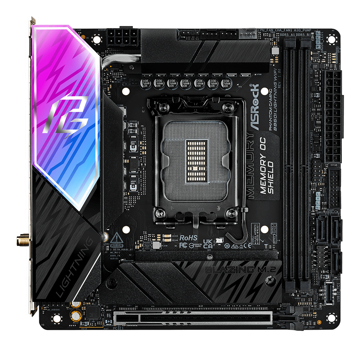ASRock B860I Lightning WiFi 1851 mITX HDMI DDR5 - DDR5 - HDMI, Ansicht 3