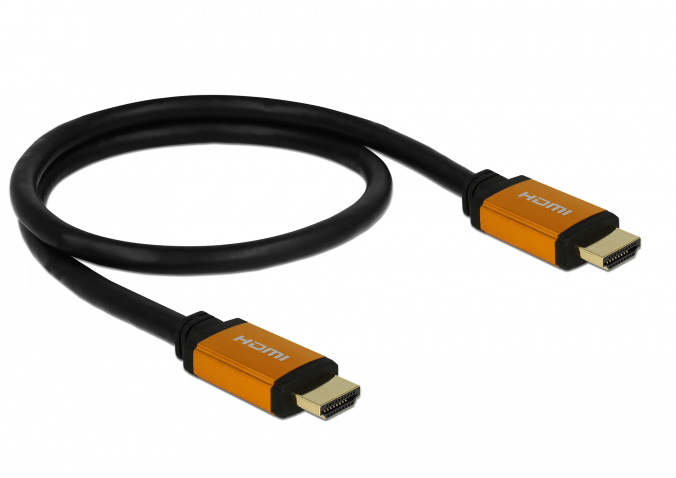 Delock 85726, 0,5 m, HDMI Typ A (Standard), HDMI Typ A (Standard), 3D, 48 Gbit/s, Schwarz, Gold