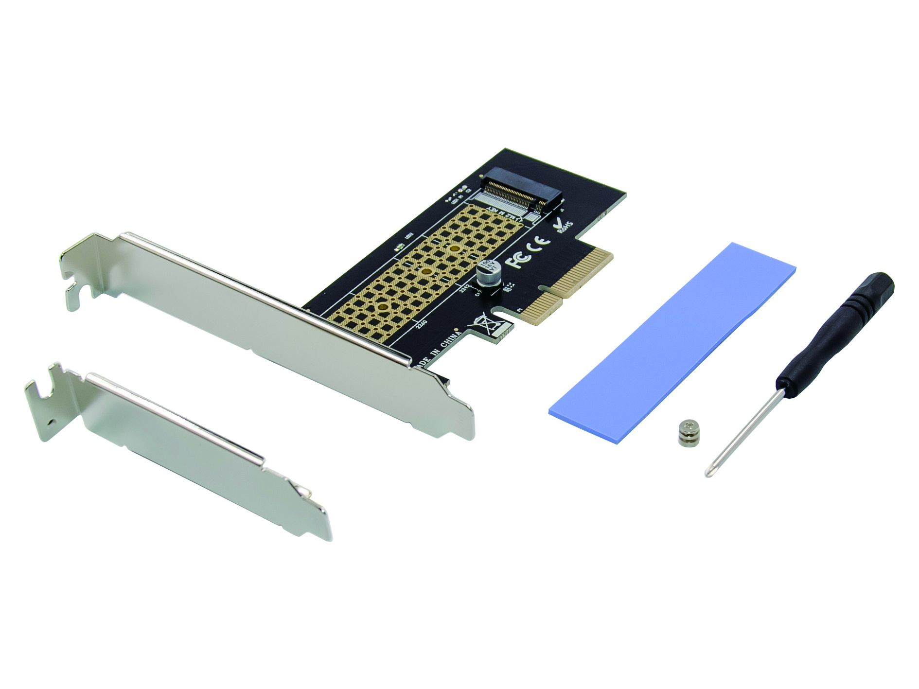 Conceptronic EMRICK M.2-NVMe-SSD-PCIe-Adapter - PCIe - M.2 - PCIe 3.0 - Schwarz - Edelstahl - Passiv - China, Ansicht 4